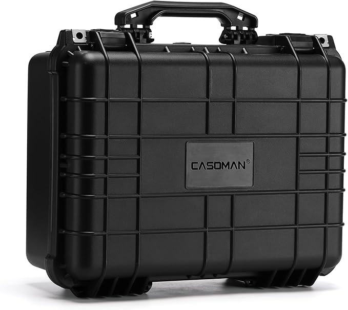 CASOMAN Water-proof Box, with Cush- Proof Sponge, IP67 Water Proof Grade, Large Waterproof Hard Case with Customizable Foam, Perfectly Protection of Camera, Drones, Lens,Equipments, 16"x13.2"x7"