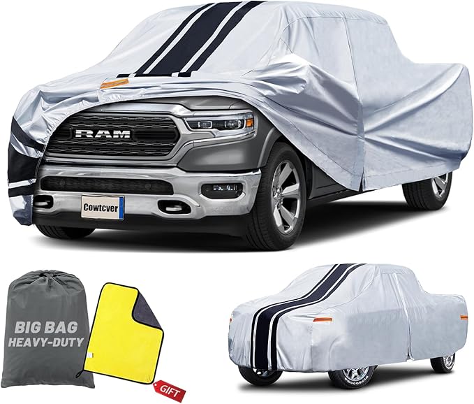 Heavy Duty Truck Cover Waterproof All Weather. Pickup Truck Cover Rain UV Protection. Outdoor Covers for Ford F150 Chevy Silverado Dodge Ram 1500. (Length Up to 242 inch) XL