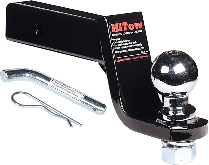 HiTow Trailer Hitch Loaded Ball Mount Class III/IV 4" Drop with 2-5/16" Hitch Ball & 5/8" Pin Kit (GTW 6,000 lbs)