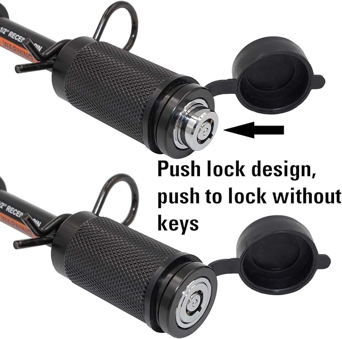 TowWorks 79661 Keyed Unique 1/2" Trailer Hitch Lock with 3-1/4" Span, Double Safety Tow Hitch Receiver Locking Pin for Class I II Hitches
