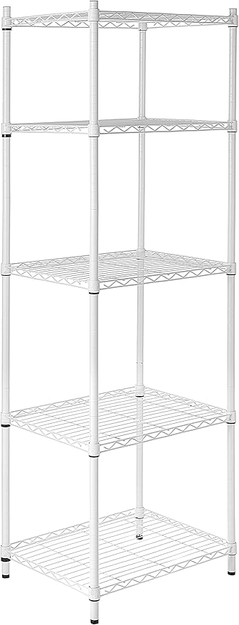 Honey-Can-Do 5-Tier White Shelving Unit (SHF-01055) + 4" Caster Wheels for Shelving Units (Set of 4)