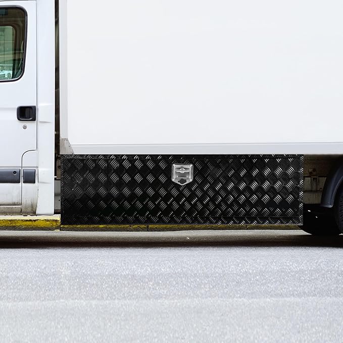 VEVOR Underbody Truck Box, 60" x 17" x 18" Pickup Storage Box, Heavy Duty Aluminum Diamond Plate Tool Box with Lock and Keys, Waterproof Trailer Storage Box with T-Handle Latch for Truck, Van, Trailer