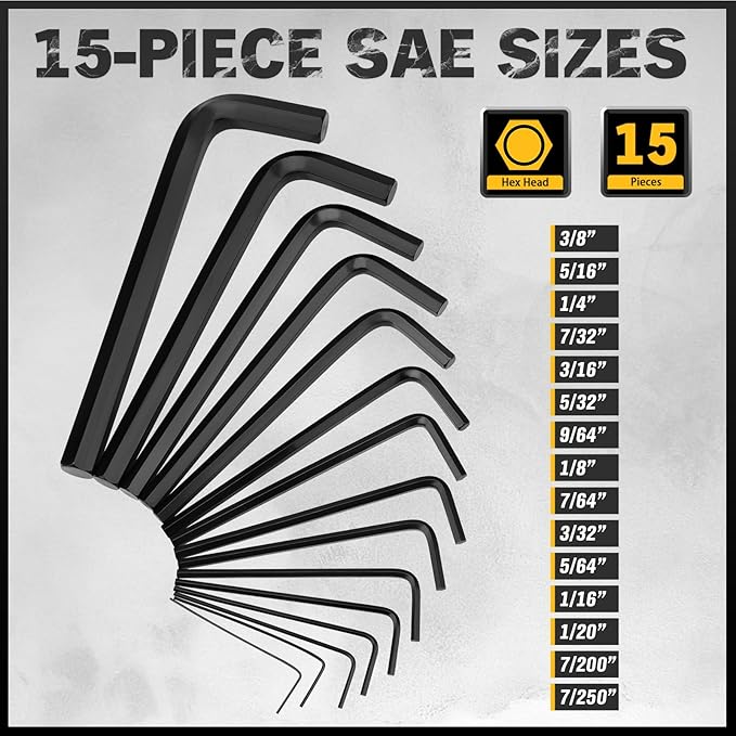 ELEAD 31-Piece Hex Key Set - Allen Wrench Set, SAE and Metric Allen Keys MM(0.7mm-10mm) SAE(0.028"-3/8) Heat-Treated, Torque Handle, High Leverage, Long & Short Keys, Easy Organization