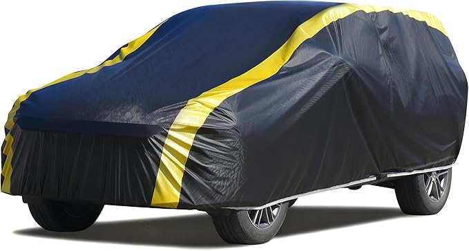 DINGHAO Car Cover Waterproof All Weather with Hot Stitching for Automobiles,6 Layers Outdoor Full Exterior Cover Sun UV Rain Snow Wind Protection Fit for 181"(181 * 73 * 65 inch) SUV