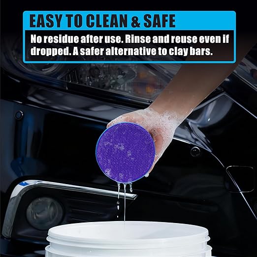 Synthetic Clay, 2-Pack Hand Clay Bar Pad for Car Auto Detailing, Cleansing, Paint Surface Prep Tool for Waxing & Polishing (Blue Purple)