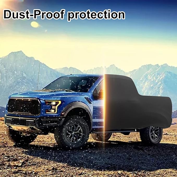 WinPower Indoor Car Cover Stretch Cloth Dust-Proof Underground Garage Car Show for Pickup Truck, Large SUV, Black, 232 x 82 x 77 inches