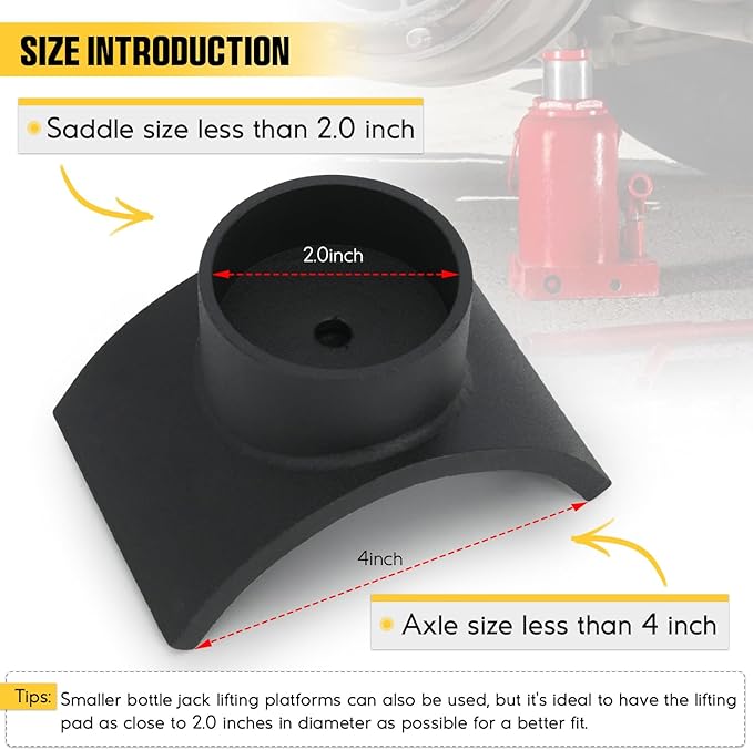 PTNHZ Steel Bottle Jack Adapter Lifting Axle Saddle for 4 Inch Tube Black