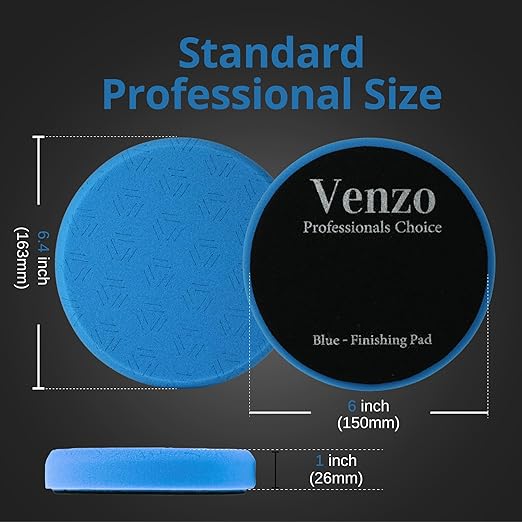 6 Inch Blue Finishing Buffing Pads, 3 Pcs Foam Pads for 150mm Backing Plate, Finishing Pads for Car Buffer Polisher – Compounding, Polishing, Waxing Pads for RO/DA/GA Car Polisher