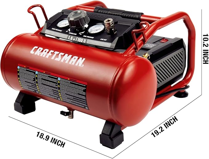 Craftsman Air Compressor 3 Gallon Portable Hotdog Air Compressor, Max 155 PSI 2.6 CFM@90psi Oil-Free Electric Workshop Air Compressors, CMXECXA0200341