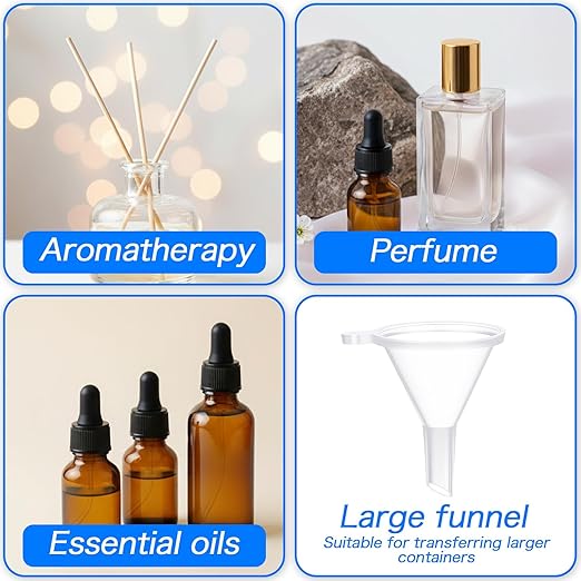 12 Pcs Small Funnel Kit Mini Plastic Clear Funnel Sets Bottles Filling Tool Essential with Droppers Pipette Dispenser for Kitchen Sand Art Perfume Spice Powder Oils Capsules Pet Souvenirs Food