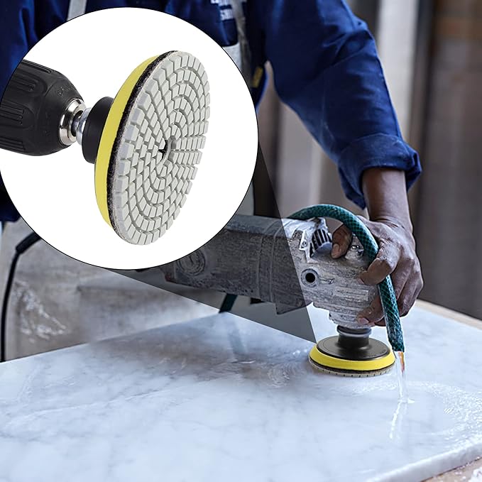 Diamond Polishing Pads 3 inch Wet/Dry Polishing Kit 10pcs 50#-3000# Grit Pads Plus a Backer Pad for Granite Concrete Marble Polishing