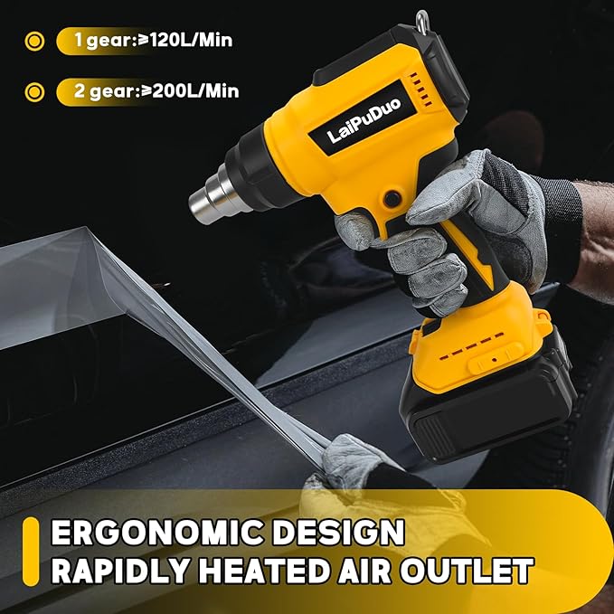 Cordless Heat Gun for Dewalt 20v Battery, 300W Fast Heating Hot Air Gun, 2-Temp Setting 86℉-1022℉(30°C-550°C) with 3 Nozzles for DIY Crafting, Shrink Tubing(Tool Only)
