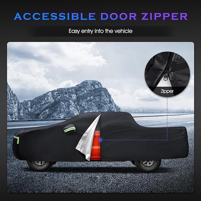 Pickup Truck Cover Custom Fit for Nissan Frontier 2004-2026, 6 Layers Truck Cover Waterproof All Weather for Automobiles,Outdoor Full Exterior Cover,Rain, Sun, Wind Protection,Black