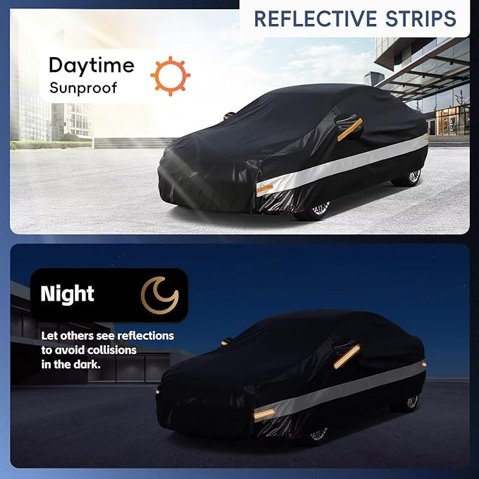 10 Layers Car Cover Custom Fit for Chrysler 300 (2004-2023), Waterproof All Weather for Automobiles, Outdoor Full Cover Sun Dust Rain Protection with Cotton. Black