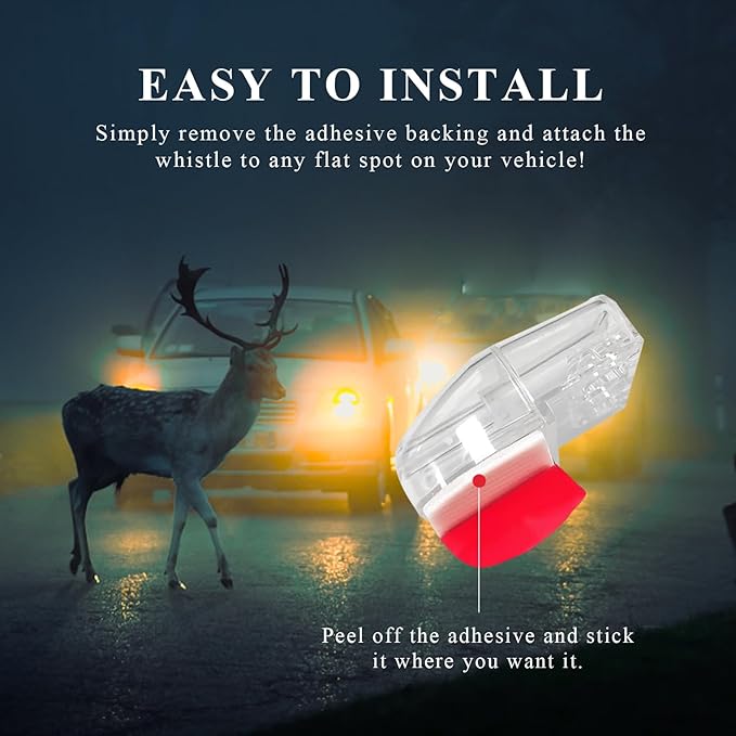 Yourkar 4 PCS Deer Whistles, Deer Warning Devices with Waterproof Adhesive Tapes, Car Save Deer Whistles Avoids Collisions Suitable for Vehicles, Trucks, SUVs, Car Accessories (Transparent)
