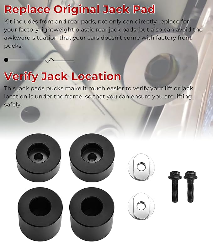Lifting Jack Pad Front & Rear Jack Pad Kit for Dodge Challenger Charger Magnum HellCat 300 2008-2016 Lift Pads Jack Stands Pucks (Front and Rear, Delrin Material)