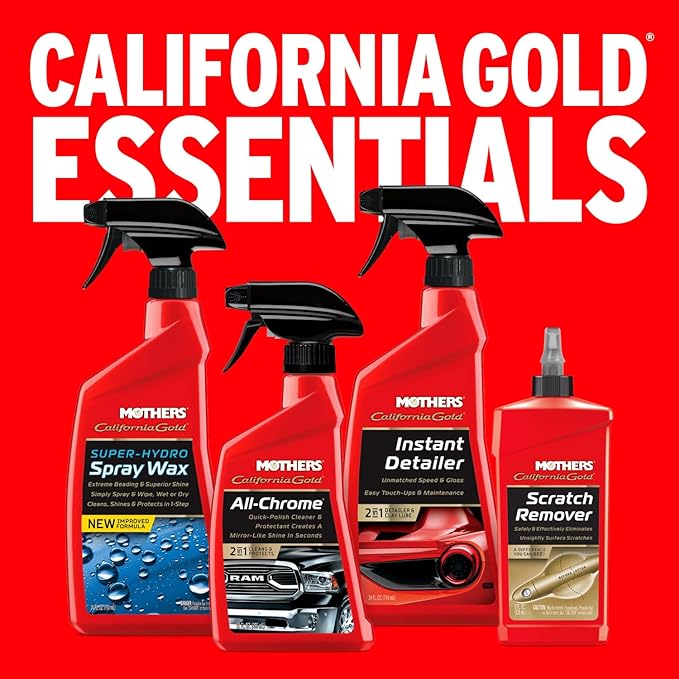 Mothers California Gold All-Chrome, 12 oz. – Cleans & Polishes Chrome, PVD & Chromed Plastics, Removes Fingerprints, Bugs, Water Spots & Smudges, Leaves a Brilliant Shine & Protective Barrier (05222)