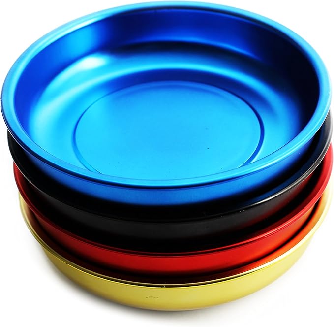 eHomeA2Z Magnetic Bowl 4 1/4" Inch, Ideal At Garage, Home, Construction For Wrenches, Bolts, Nuts, Small Parts (4 Pack 4 1/4" Magnetic Trays)