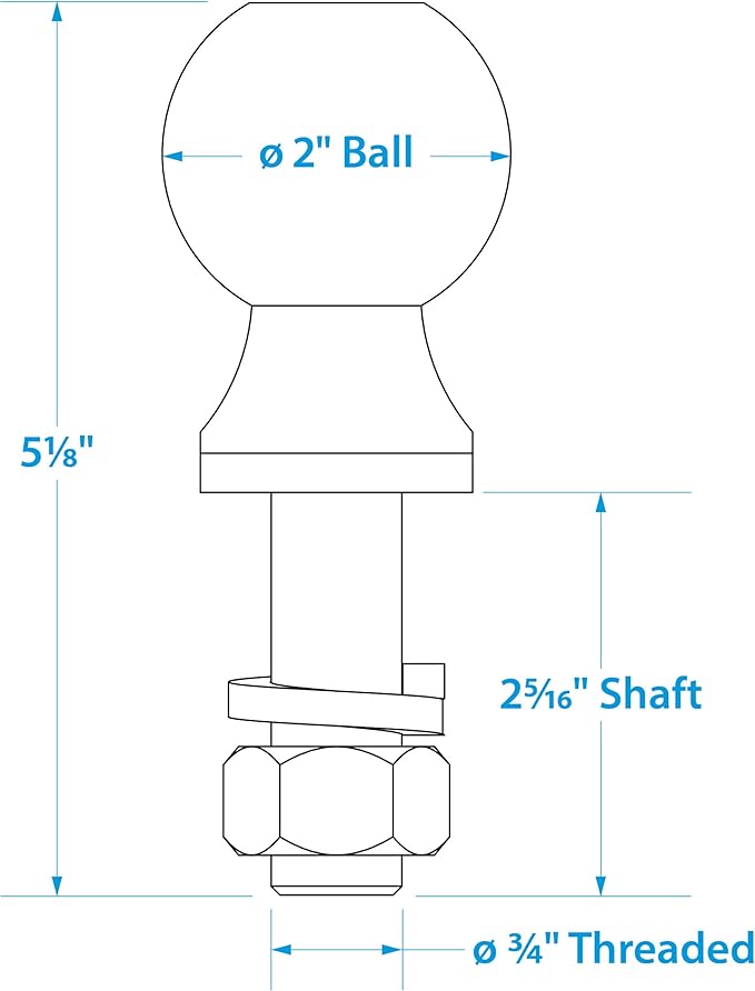 Seachoice Trailer Hitch Ball, Various Sizes and Weight Capacities