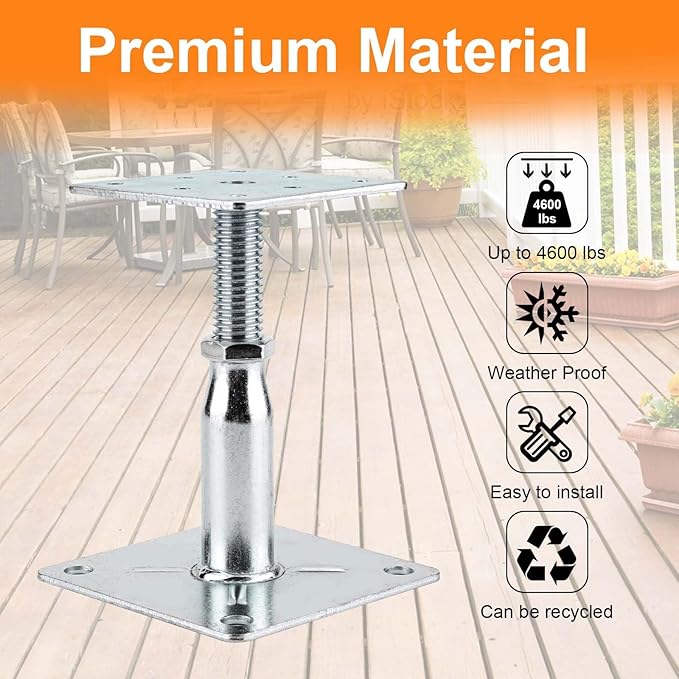 2 Pack Adjustable Support Jack for The Floor,Deck Foundation,Post Floor Joist Jacks,RV Step Stabilizer,Mini Screw Jack- Post 3.5" to 6"