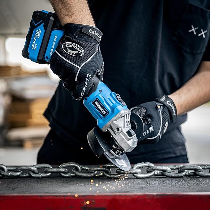 NEIKO 10881A Cordless Angle Grinder, 4 1/2-Inch Grinder with Variable Speed, 20V 4.0A Li-ion Rechargeable Battery, Powerful 8,000 rpm Brushless Motor, Grinders Power Tools, Cordless Grinder Tool
