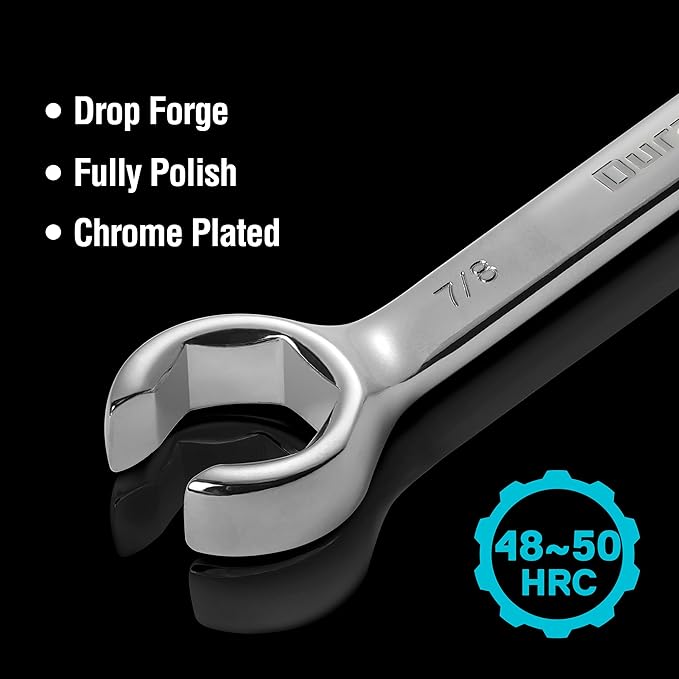 DURATECH Flare Nut Wrench Set, Standard & Metric, 10-Piece, 1/4" to 7/8'' & 9-21mm, CR-V Steel, Organizer Pouch Included