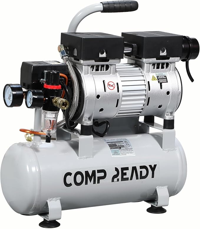 8 Gallon Portable Air Compressor 1HP 2.5 CFM@90PSI 60dB Ultra Quiet Oil Free Air Compressor Ideal for Tire Inflation Pneumatic Tool Spray Painting