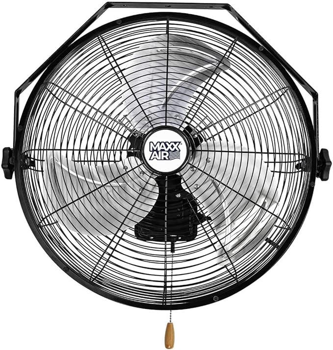 Maxx Air Wall Mount Fan | 18" Commercial Grade Fan for, Garages, Shop, Barns and Patios for Indoor Use | Easy Operation and Powerful 1,450 CFM | Residential Wall Mount