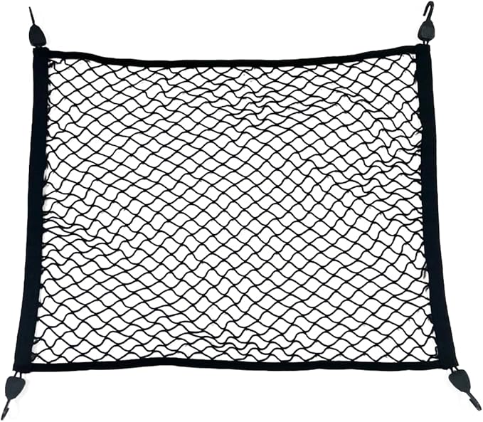 Cargo Net for Pickup Truck Bed, Trucks Cargo Net Mesh Organizer, 4'x4' Stretch to 7'x7' Highly Elastic Truck Bed Net for Camping, Trip Luggage, Compatible with Trailer, Ford, Chevrolet, Dodge