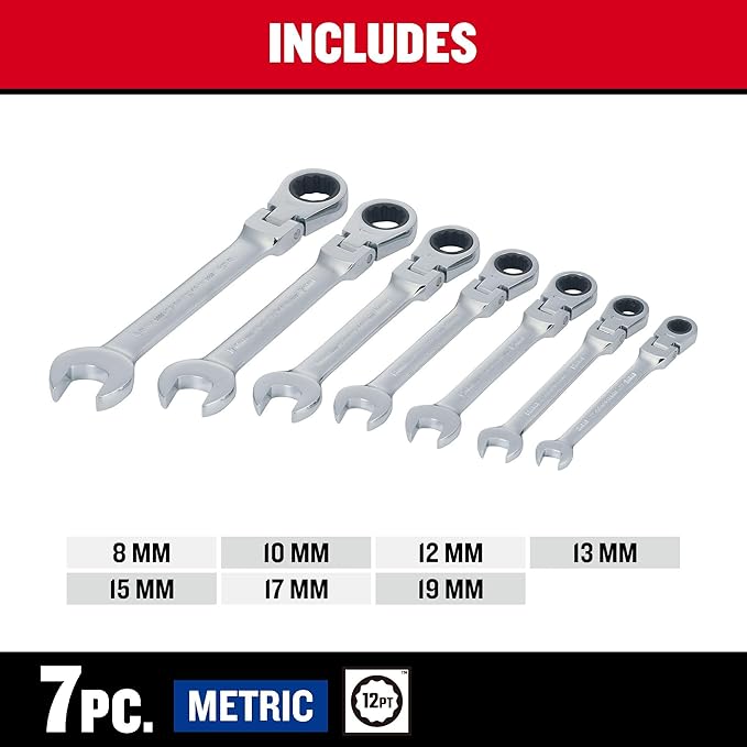 CRAFTSMAN Ratchet Set, 72-Tooth, 180 Degree Flexi Head Design, Solid Chrome Finish (CMMT87009), 7 Count (Pack of 6)