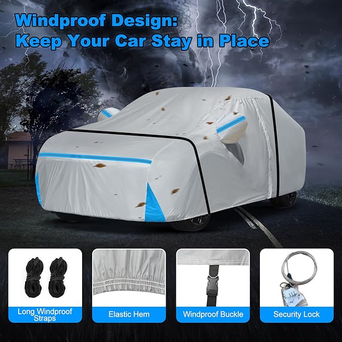 Car Cover for 2002-2025 Nissan Altima, Waterproof Custom-fit All Weather Sun Rain UV Snow Wind Protection Outdoor Altima Full Car Cover with Door Zipper & Cotton Lining-Grey