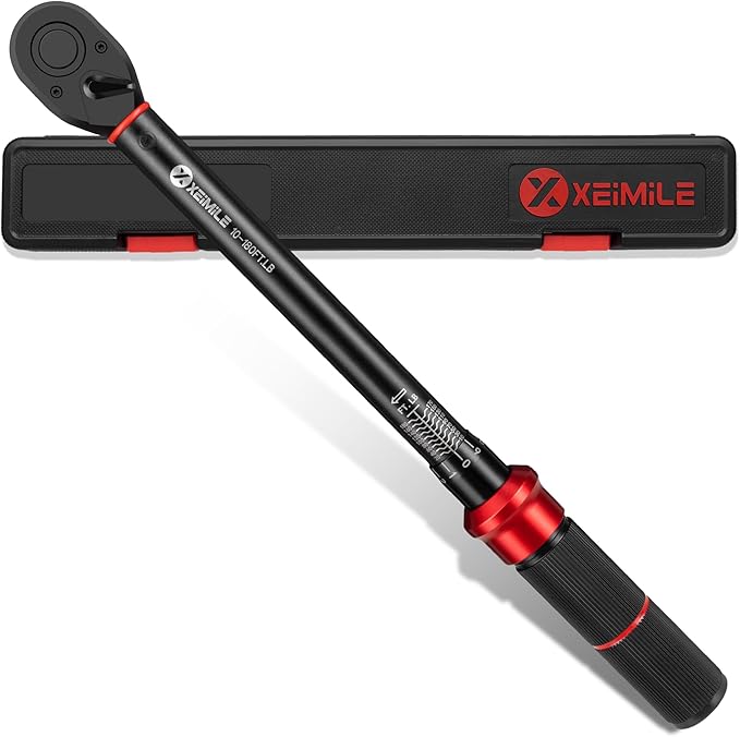 1/2-Inch Drive Click Torque Wrench - 10-180 Ft-Lb/13.6-244.1Nm, Dual-Direction Adjustable 72 Tooth Torque Wrench with Dual Range Scales, High 3% Precision for Bike, Motorcycle and Car Repair