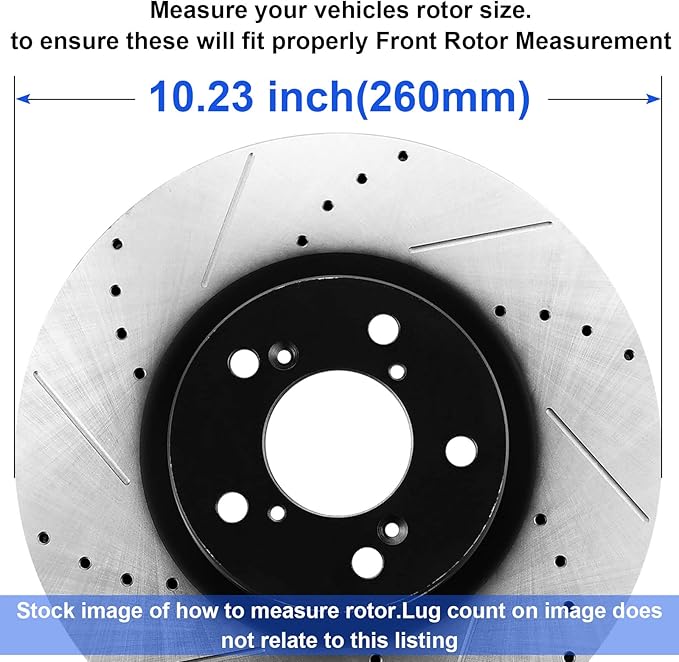 Drilled Black E-coating Rear Brake Rotors Replacement for Honda Accord 2003-2007, Acura TSX 2004-2008 - For Models with 260 mm Rear Rotors