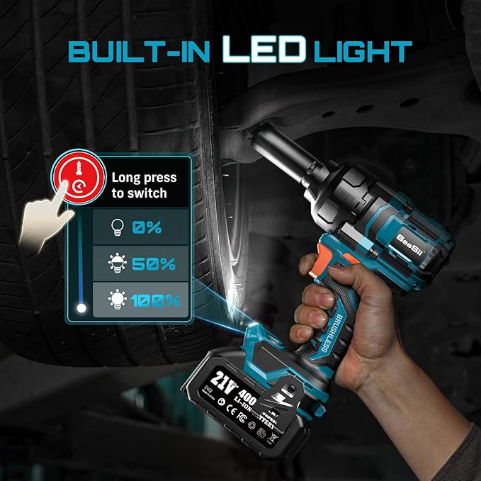 Seesii Impact Wrench 886 Ft-lbs(1200N.m), 1/2 High Torque Impact Gun with 21V 2x4.0Ah Battery, Electric Impact Driver, 2900IPM, 5 Socket, Cordless Impact Wrench for Home Car/Mower/Pickup/Truck RV