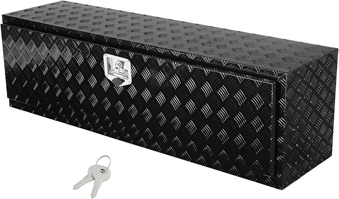 VEVOR Underbody Truck Box, 60" x 17" x 18" Pickup Storage Box, Heavy Duty Aluminum Diamond Plate Tool Box with Lock and Keys, Waterproof Trailer Storage Box with T-Handle Latch for Truck, Van, Trailer