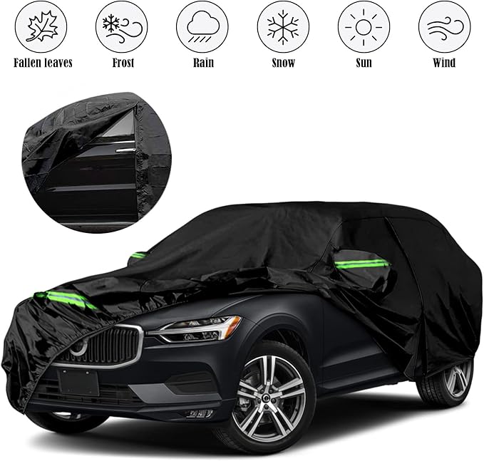 Waterproof Car Covers Replace for 2008-2025 Volvo XC60, 6 Layers All Weather Custom-fit Car Cover with Zipper Door & Windproof Bands for Snow Rain Dust Hail Protection (XC60)