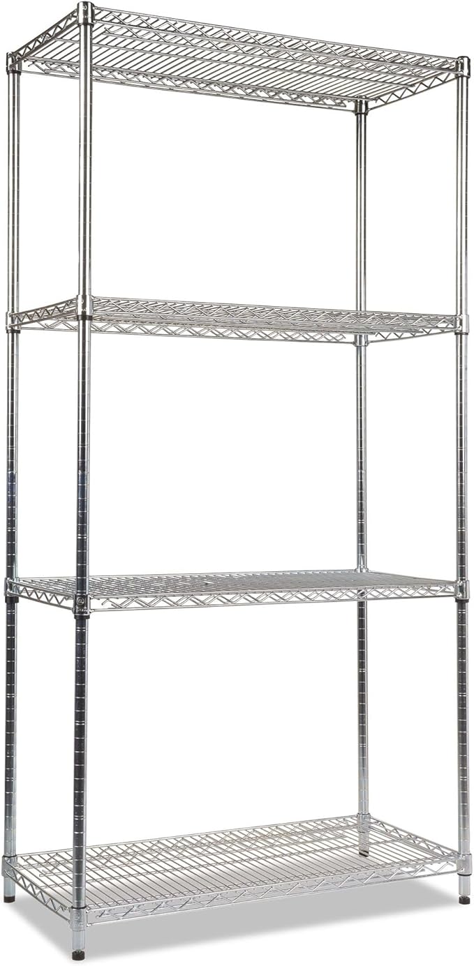 Alera NSF Certified Industrial Four-Shelf Wire Shelving Kit, 36w x 18d x 72h, Silver