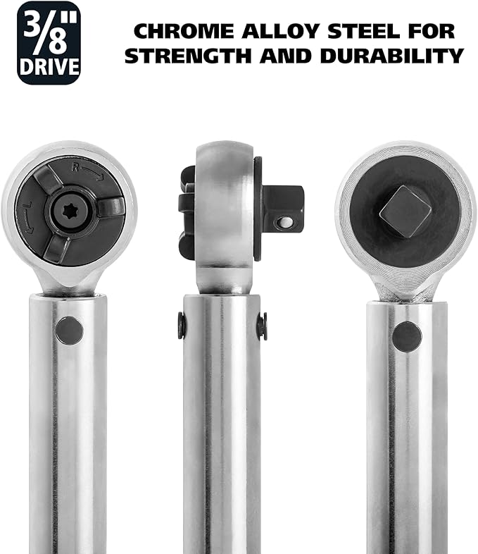 Great Neck Inch Pound Torque Wrench, 3/8 Torque Wrench Click Style, 120–960 in-lb (14–108 Nm), Chrome Plated to Resist Rust, Covers Most Common Jobs