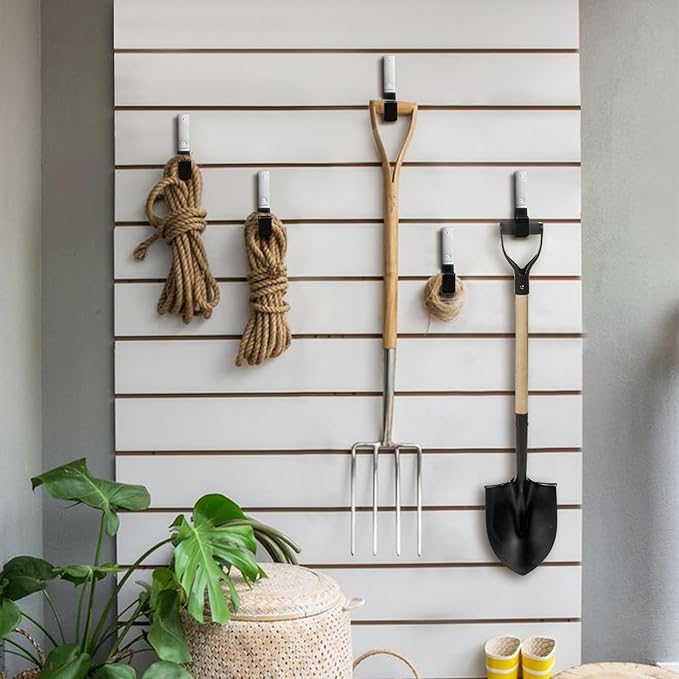 GeeWatom Heavy Duty Steel Garage Hooks,Garage Storage Utility Hooks,Anti-Slip Hanger, Tool Organizer,Steel Wall Mount Organizer, Garden Hose Hanger (Small-8PC)