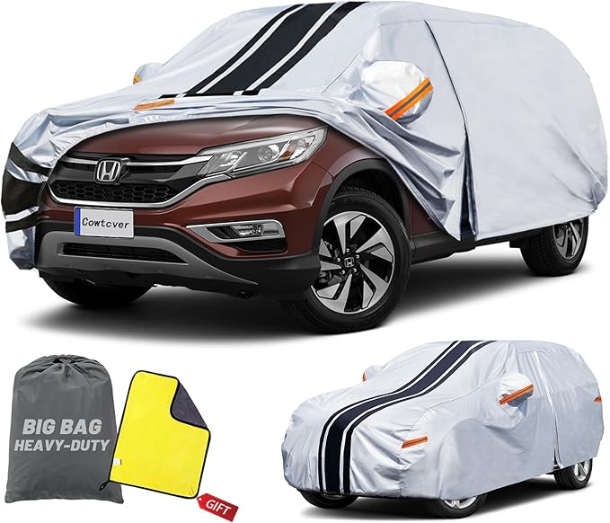10-Layer SUV Car Cover Waterproof All Weather. Outdoor Full Exterior Covers for Toyota RAV4, Honda CR-V CRV, GMC Terrain, Lexus NX, Kia Sorento Etc. Size A11 (Length 182 to 190 inch)