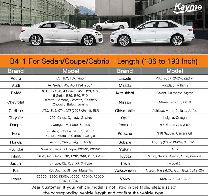 Kayme Hail Protector Car Cover, Anti Hail Multilayer Thickened Full Car Cover,Outdoor Waterproof All Weather Custom Fit Sedan Ford Mustang, Toyota Camry, Honda Accord, Chevrolet Corvette etc