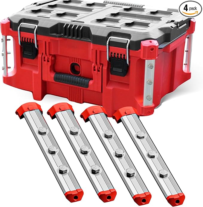 Alpha Engineered Threaded Replacement Packout Rails 7.7” (195mm) Compatible with Milwaukee Packout Tool Box 48-22-8425 Includes End Caps - Heavy Duty Aluminum Rails - Fits Packout Accessories – Silver
