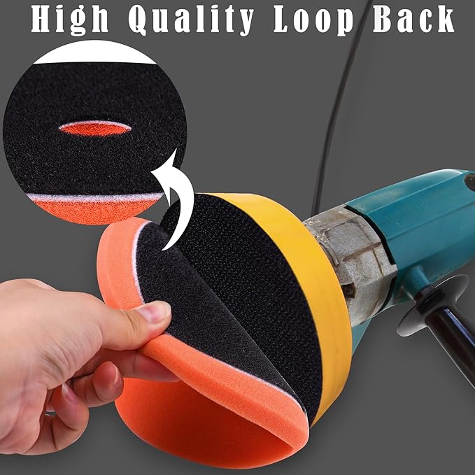 SIQUK 4 Pieces Buffing Polishing Pads 6 Inch Orbital Buffer Pads Hook and Loop Buffing Pads Polisher Pads Car Buffing Foam Pad for Compounding, Polishing and Waxing