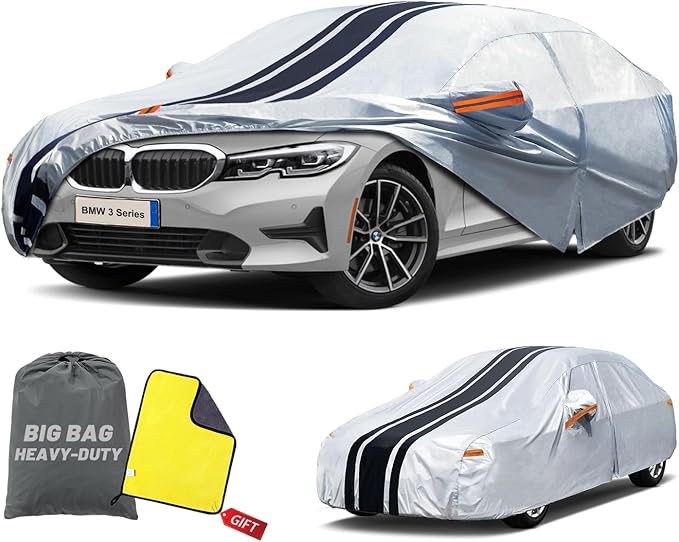 Car Cover Custom Fit for BMW 3 Series 320i 325i 328i 330i 335i Sedan (2013-2025), Waterproof All Weather for Automobiles Full Exterior Cover Rain Sun Snow UV Protector.