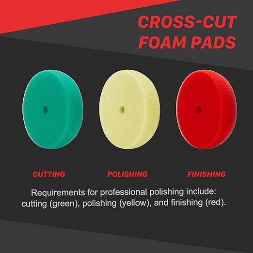 Maxshine 3" Universal Cross Cut Polishing Foam Pad for Finishing – Hook & Loop – DA & Rotary Polisher Compatible – Cross Cut Design for Heat Control & Efficient Compound Application