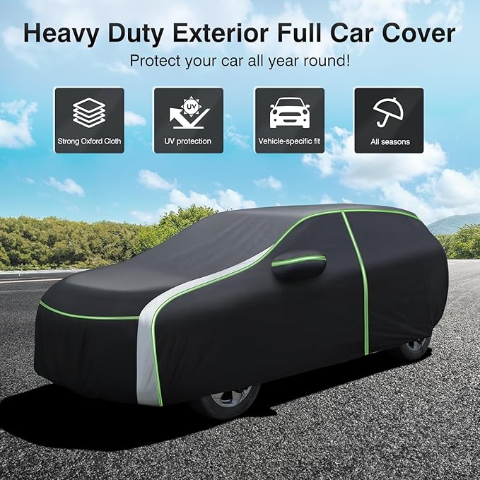 420d Car Cover Fits for Nissan Armada/Infiniti QX80 2004-2025 2026,All Weather Car Covers for Armada/QX80 Accessories with Zipper Door & Reflective Safety Strips,Sun Rain Snow Dust Uv Protection