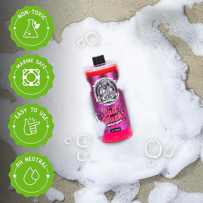 Salty Captain Foaming Salt Remover Wash - Clean & Remove Salt Off Boats & Cars, Prevent Saltwater Corrosion on Marine JetSkis, Trailers, Eco-Friendly Salt Neutralizer Boat Cleaner