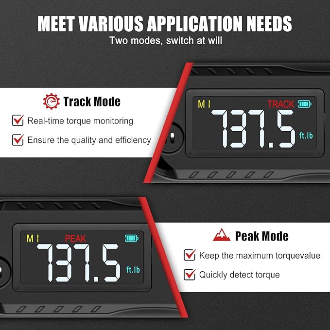 VANPO 3/4-Inch Digital Torque Wrench 37–737 ft-lb, ±2% Accuracy Heavy Duty Electronic Torque Wrench with LED, Buzzer & Vibration Alert for Wind Turbine, Mining Equipment & Industrial Bolting