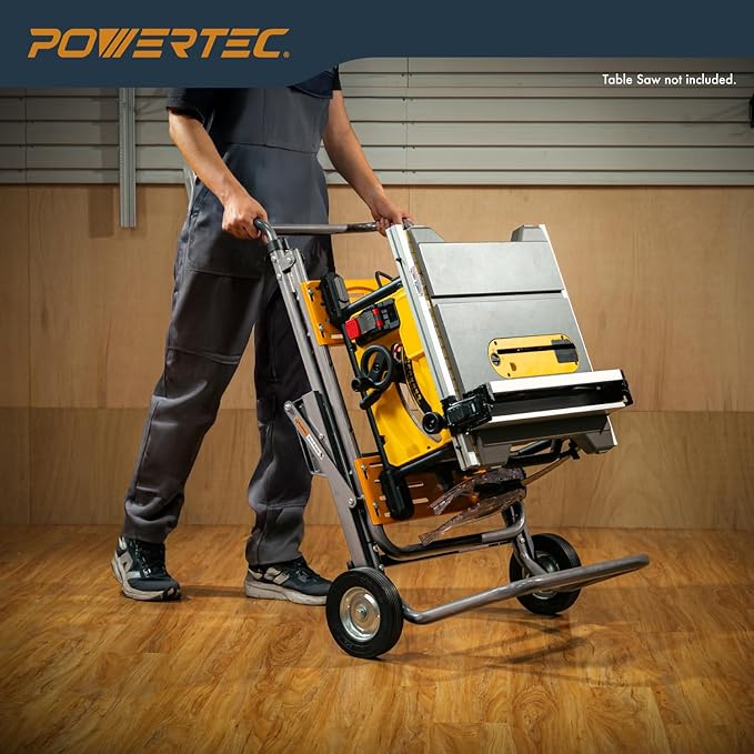 POWERTEC Table Saw Stand with 8-Inch Jobsite Wheels, Upright Folding Design, 330Lbs Load Capacity, Multiple Adjustable Mounting Options (MT4009V)