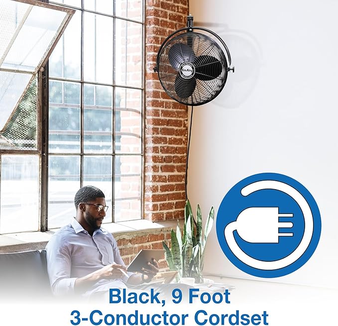 Air King 9020 1/6 HP Industrial Grade Wall Mount Fan, 20-Inch,Black